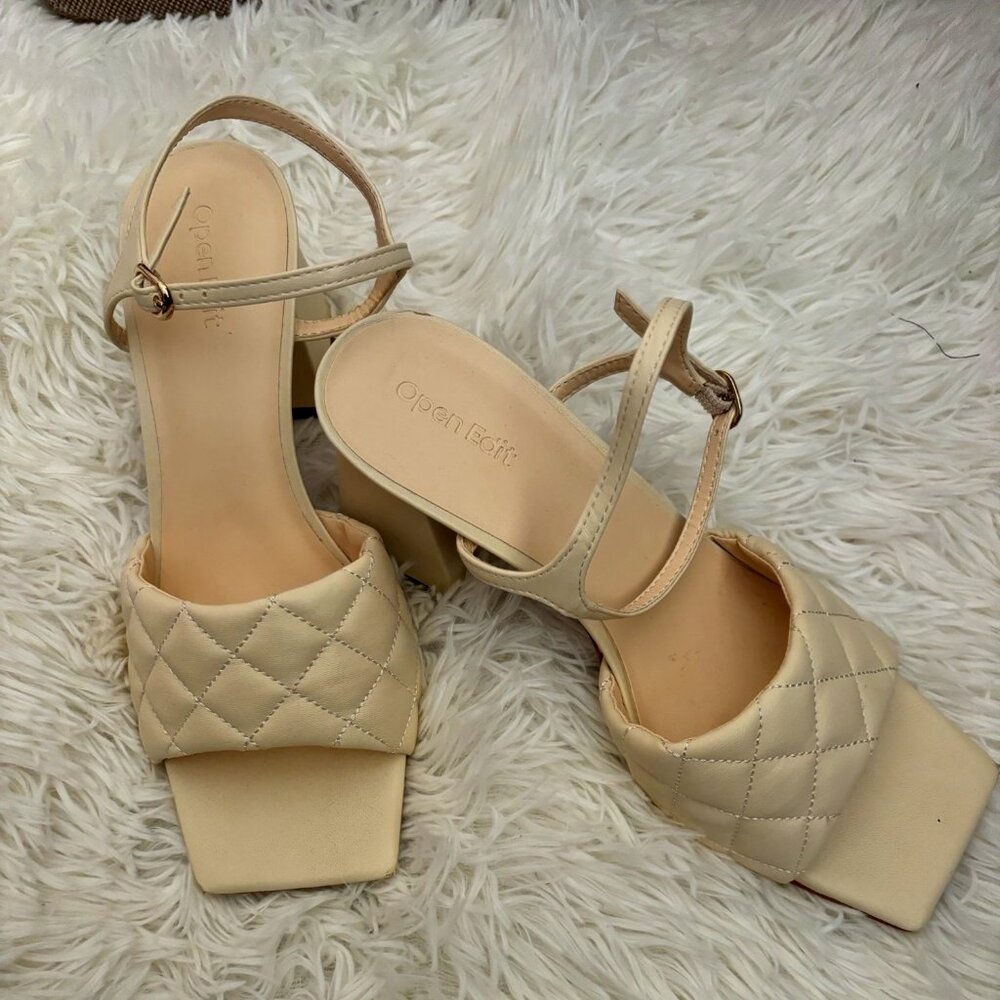 Open Edit Ankle Strap Sandal | Sz 8.5 | Off White Color